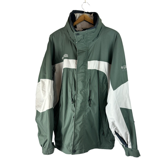 Columbia Other - Mens Titanium Waterproof Columbia Jacket Hidden Hood Sage Green White Size Large